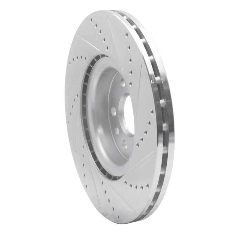 Volvo S80 Brake Rotor (1) - Front Left - R1 Concepts - Drilled & Slotted - Silver - `07-`16